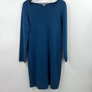 J. Jill Dark teal Blue Seamed Wool Blend Sweater Dress Long Sleeve Size Small